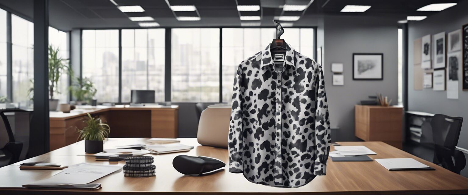 Cow print shirt in corporate setting